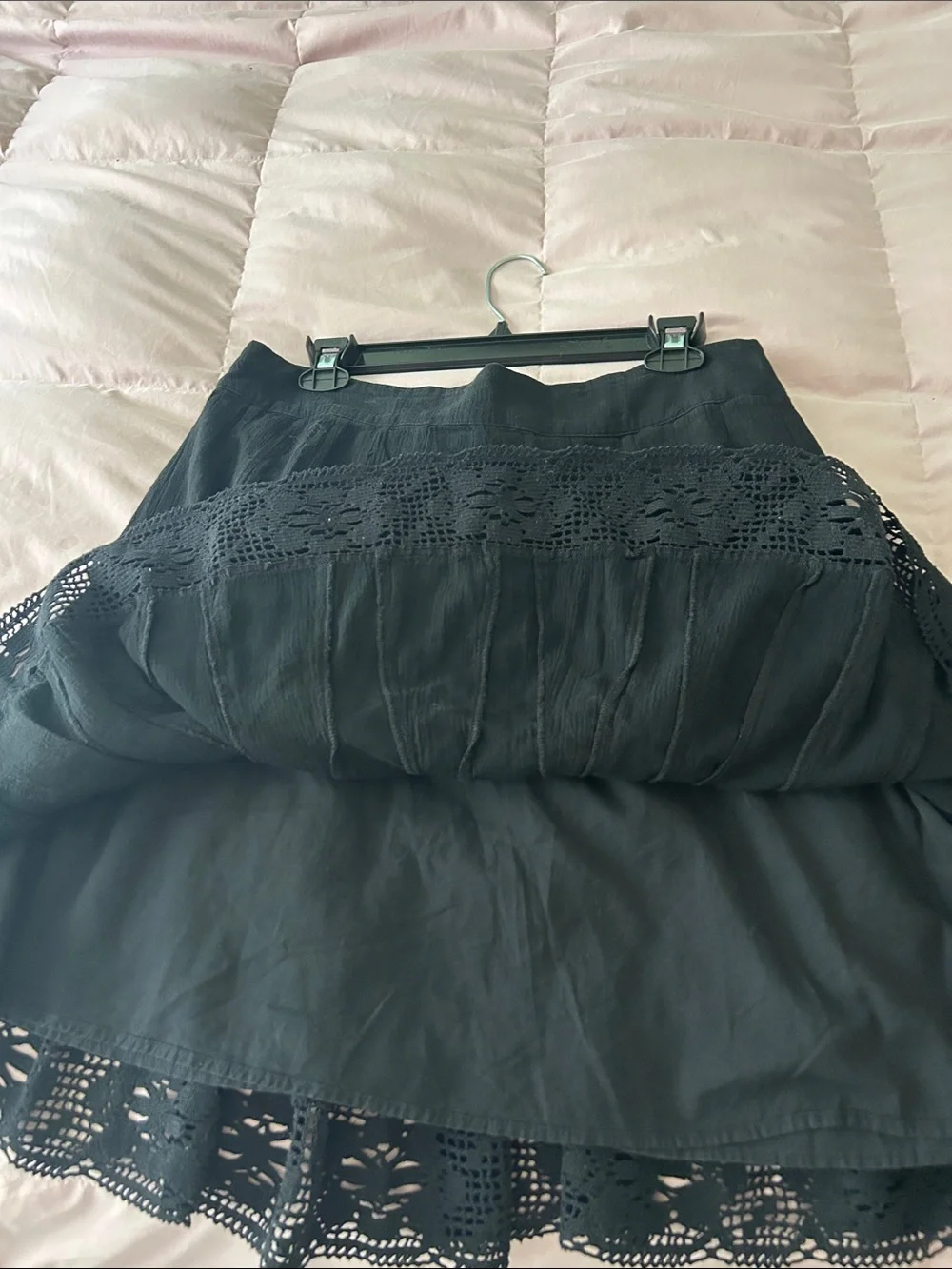 Christina Black Crochet-Hem Circle Skirt